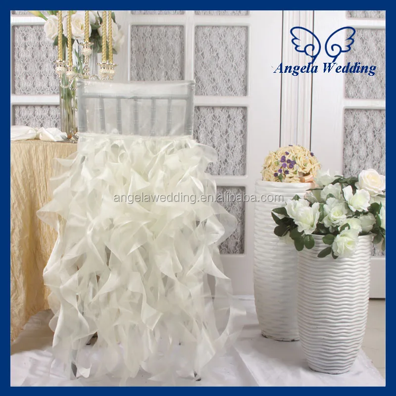 Ch007f Nice New Fancy Popular Frilly Curly Willow Double Ruffle Puffy Wedding Light Peach Chair