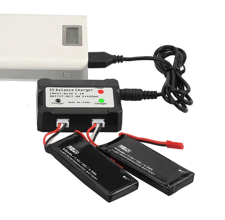 Hot Sale 3.7V 500mAh 2S 7.4V 600mAh USB Balance Charger 4 in 1 Overcharge Protection For RC Helicopter Lipo Battery