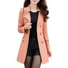 2015 New Autumn Spring Plus Size M-2XL Women Trench Coat Elegant Double Breasted Long Coat Windbreaker Manteau Femme WWF352