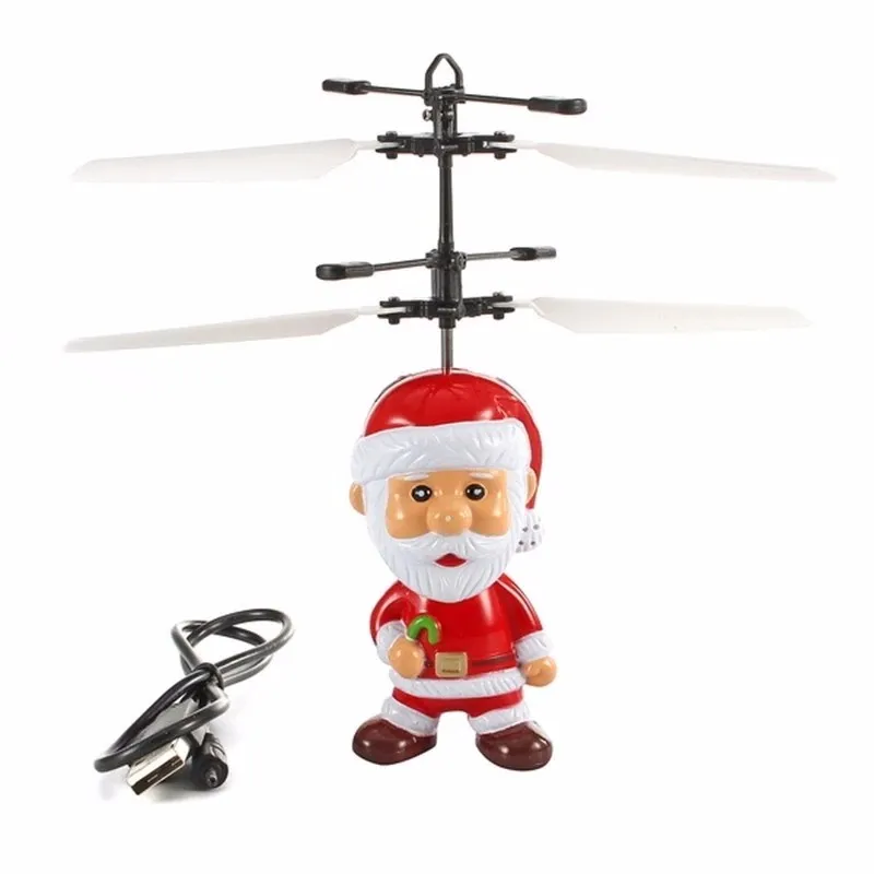 2x Mini Christmas XMAS Flying Santa Drone Toy Infrared Induction Helicopter 