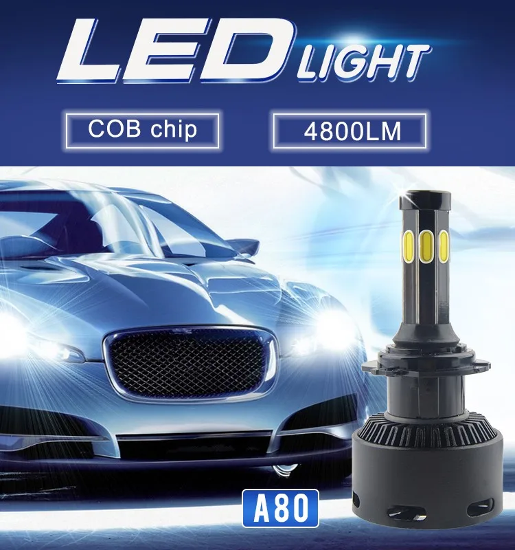 Car Led Headlight Kit 8 Sides Lighting Source 9004 9007 9012 H4 H13 H7