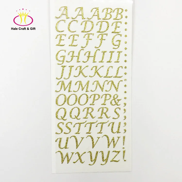 colorido plata oro adhesivo brillo vinilo alfabeto letra personalizado mini  die cut sticker