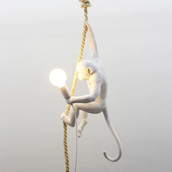 Creative Hanging Lamp Vintage Hemp Rope Light Fixture Home Lighting Resin Monkey Pendant Decorative Creative Hanging Lamp Vintage Hemp Rope Light Fixture Home Lighting Resin Monkey Pendant Decorative