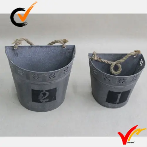 Vintage Metal Buckets Shabby Chic Flower Pot Garden Planter Storage
