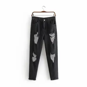 women washed denim cotton harem pants