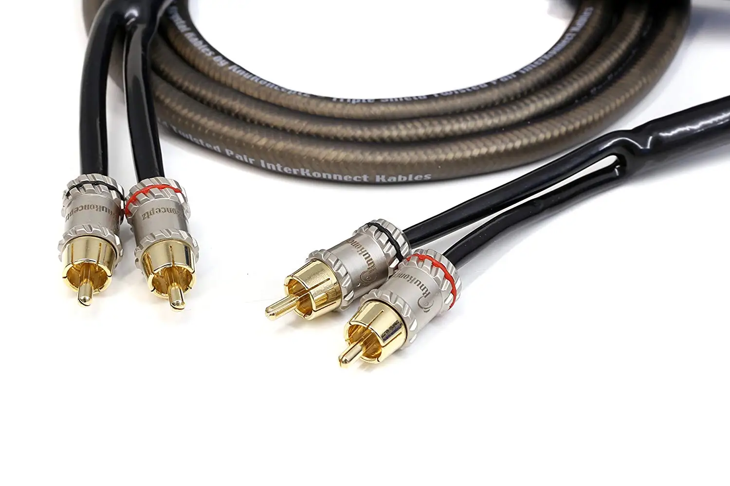 KnuKonceptz Krux Kable 1//2M Interlaced 3D Copper Twisted Pair RCA Cable 1.5Ft