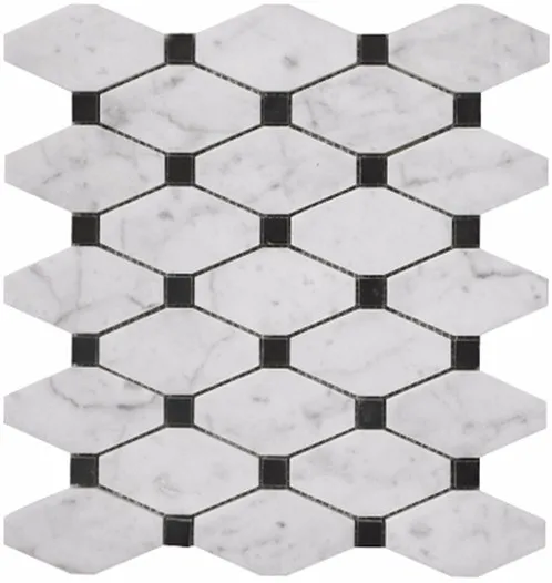 Carrara-mosaico De Mármol De Bianco,Mosaico De Punto Negro,Octágono