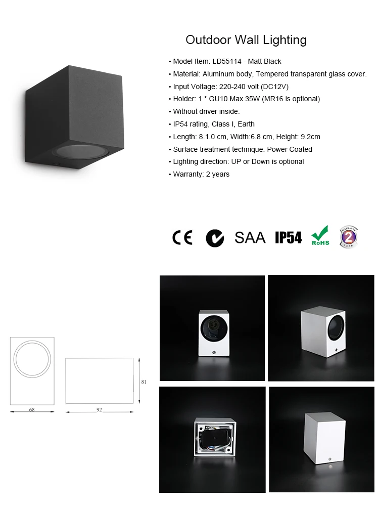 Down wall pillar lights