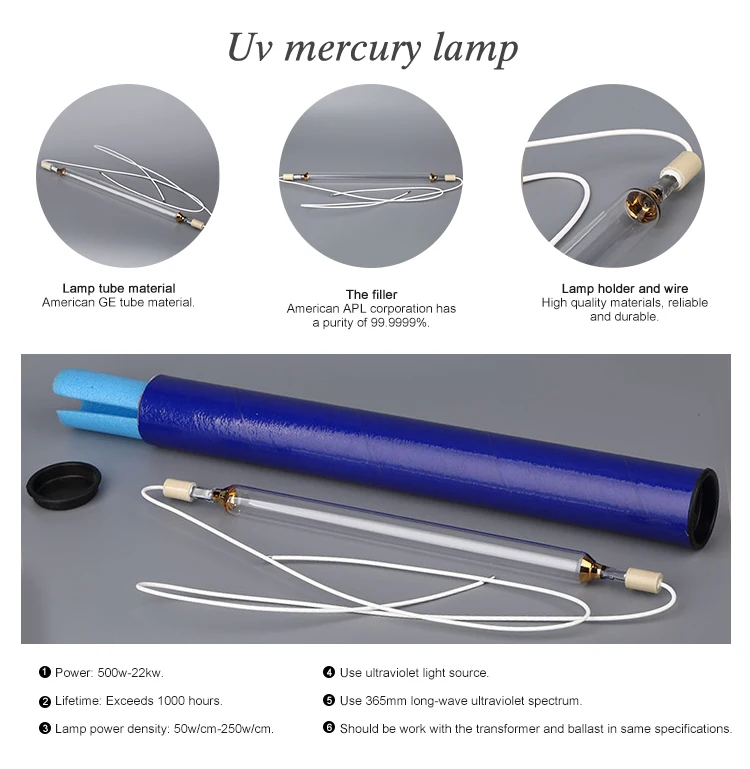 1kw Gallium Uv Lamp Exposure Lamp For Woodworking Printing Uv Curing