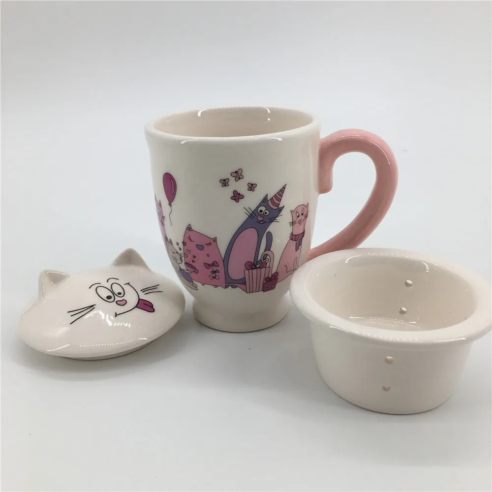 Tasses En Ceramique Pour Chat Tasse A The En Forme D Animal Avec Filtre Et Couvercle Buy Tasse A The Avec Passoire Avec Couvercle Tasse A The En Forme De Chat En Ceramique Tasse