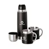 Stainless Steel Flask and Mug gift set with leather holder