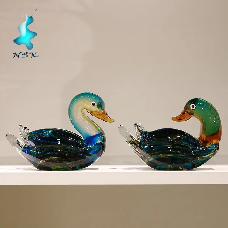 
blue Glass duck for home Decoration 