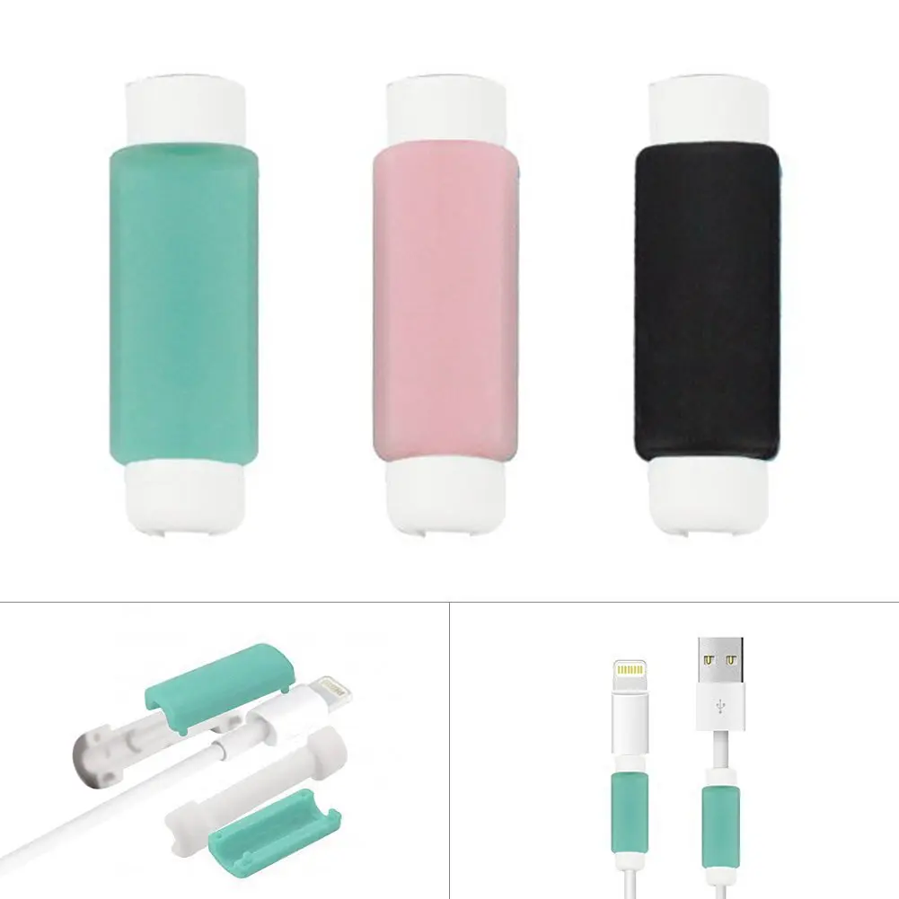 BUTEFO (3 Packs=6pcs) Charging Cable Protector Saver Lightning Saver Protective For iPhone 5 ,5s ,6 ,6S, 6 Plus (Sky Blue+Pink+Black)