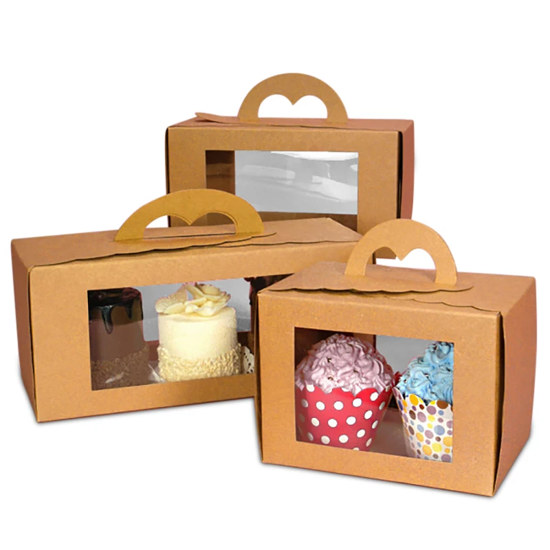 Popular Customized Disposable Bakery Packaging Kraft Paper Cup Cake Box