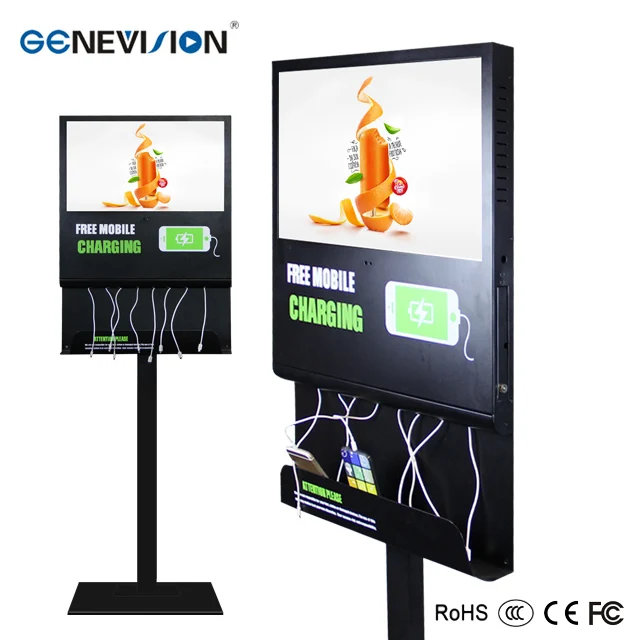 21.5" Android wifi mobile phone charging station telecom lcd floor stand advertising display wifi network ad display