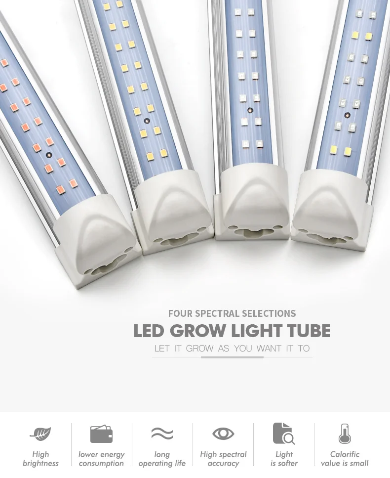 Wahyuen New Technology T8 Integrated Doublerow Led Grow Light Full Spectrum For Microgreen