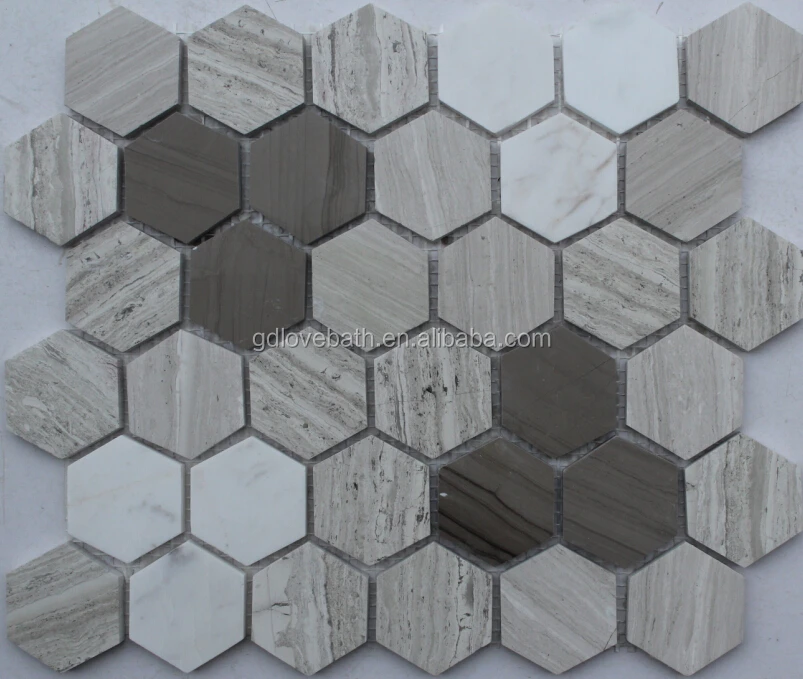Hexagon Marble Mosaic Shower Floor Tile Mesh Backed Hexagon Marble Mosaic Shower Floor Tile Mesh Backed