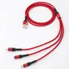 5v 3A 3 in 1 fast charge multi charging cable 3 in 1 cotton fabric multiple usb fast charger cord