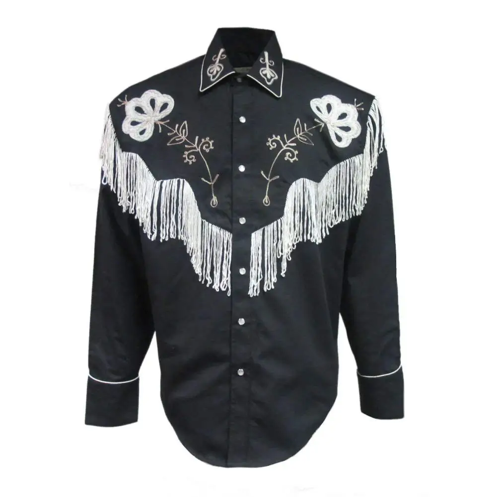 mens black fringe shirt