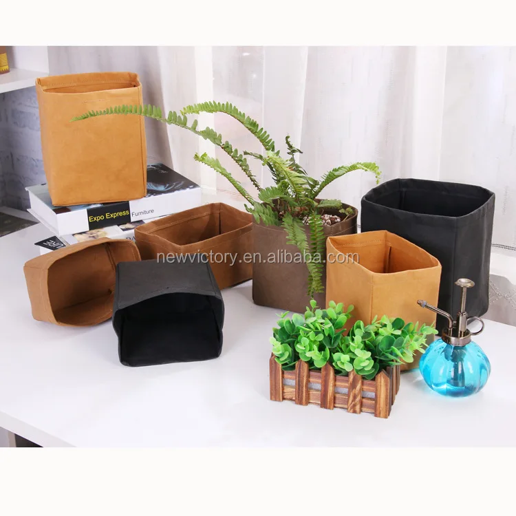 Washable Kraft Paper Pot Paper Flower Cover Decoration Storage Pot
