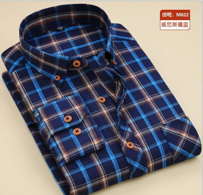 novedad De 2017! Blusa Tartán Occidental Para Hombre 2018 2 camisas de franela tartán a cuadros azul negro para hombre