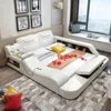 new design home furniture bedroom tatami bed set design with music led light safe box bluetooth massage speaker locker cabinet