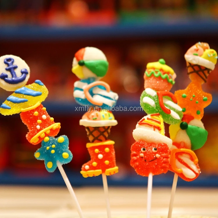 Sugar Coated Colorful Gelatin Lollipops,Animal Shape Jelly Lollipop