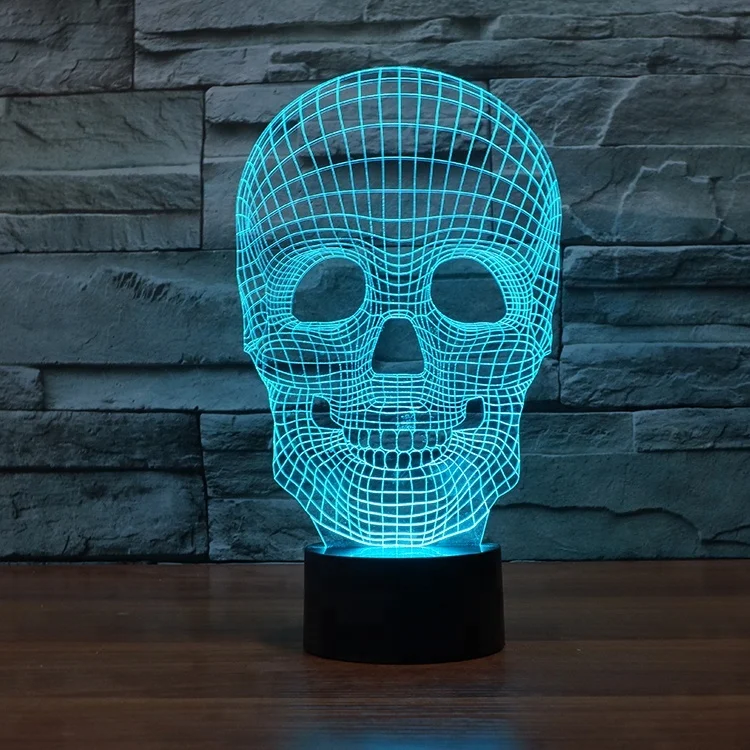 A skull outlet with night light colorful changing for pretty night lights
