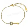 handmade bracelet steel Stainless with Rhinestone Clay Pave Key plated oval chain & for woman 1313030