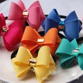 15pcs lot TOP SALE Style High Quality Fabric Rose Bowknot With Metal Charm Girls Hair Bands