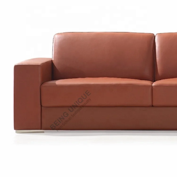 Excellent Finish Luxury Office Sofa Set Genuine Leather Pu Brown Sofa