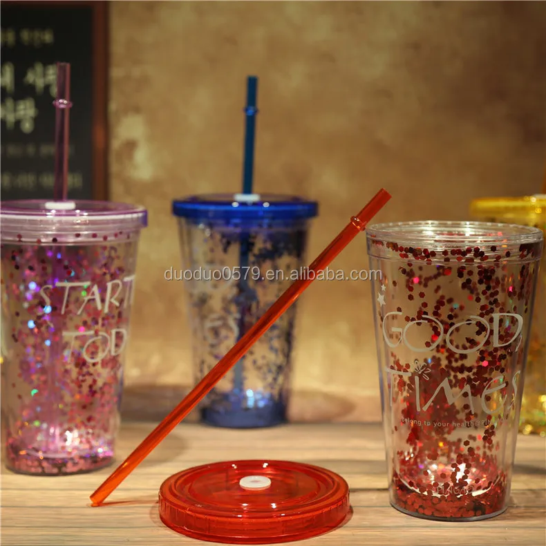 Bb013 Personalize Glitter Plastic Tumbler With Straw Acrylic Product On Bb013 Personalize Glitter Plastic Tumbler With Straw Acrylic Product On