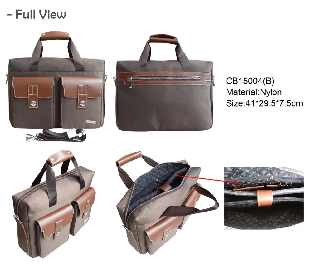 Hot Sale Custom Size Multiple Layer Two Big Pocket Nylon Laptop Sleeve Computer Bag For Men