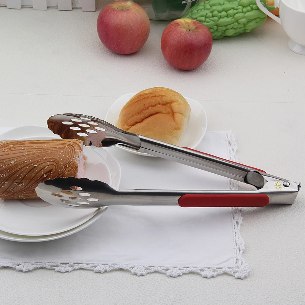 Safe Stainless Steel Locking Kitchen Tongs