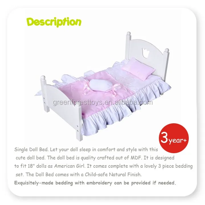 18 Mobilier pentru păpuși inch, pat de o persoană păpușă americană, pat de o singură păpușă