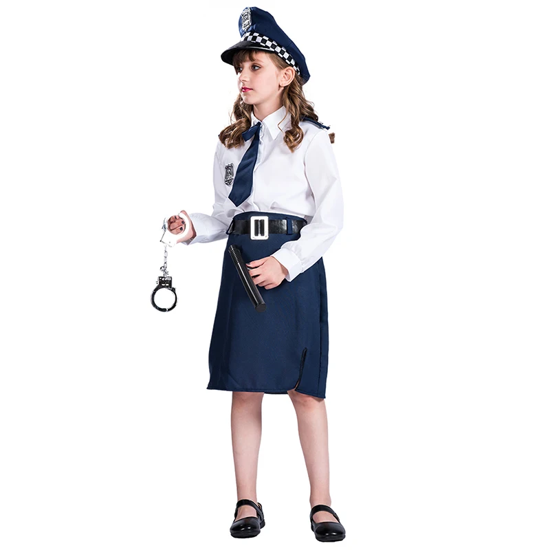 Girls Children Kids Police Uniform Cosplay Costume Halloween Career ...