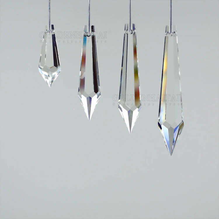 
Chandelier Icicle Crystal Beads Drop 38 . 50. 63. 76mm Curtain parts crown Hair accessories Prism 7808 