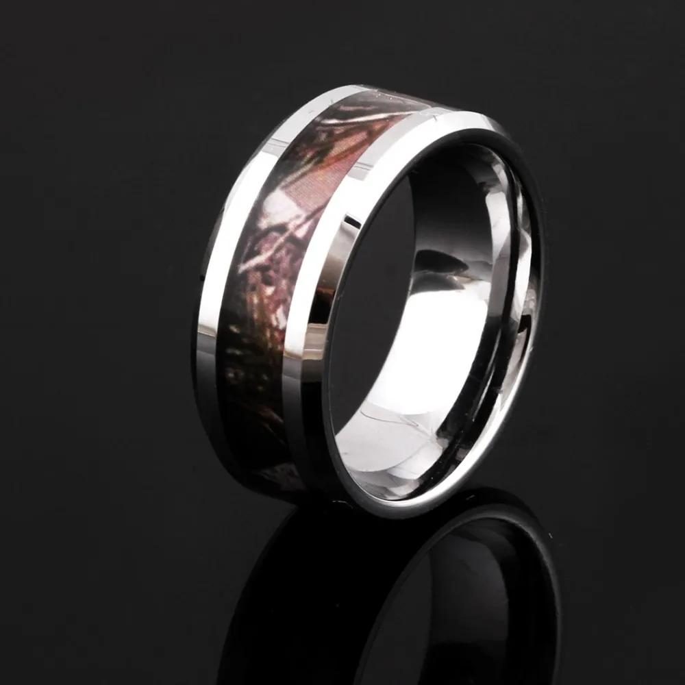 Wholesale Wood Carbon Fiber Tungsten Carbide Ring Mens