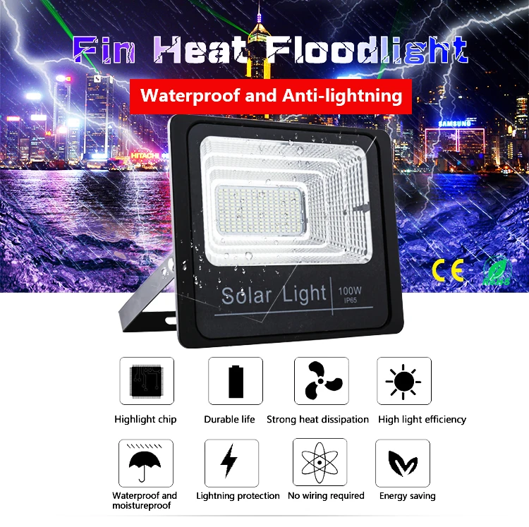 IP66 solar-power navigation light 100watt garden solar light spotlight