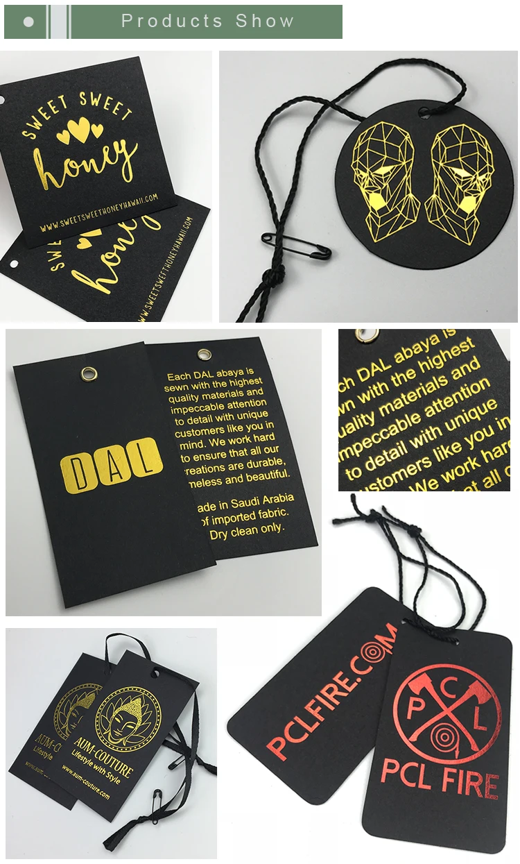 Black Paper with Gold Print Logo Hang Tag for Wholesale - China