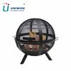 Large Pivoting Spark Screen Round Ball Sphere Patio Fire Pit