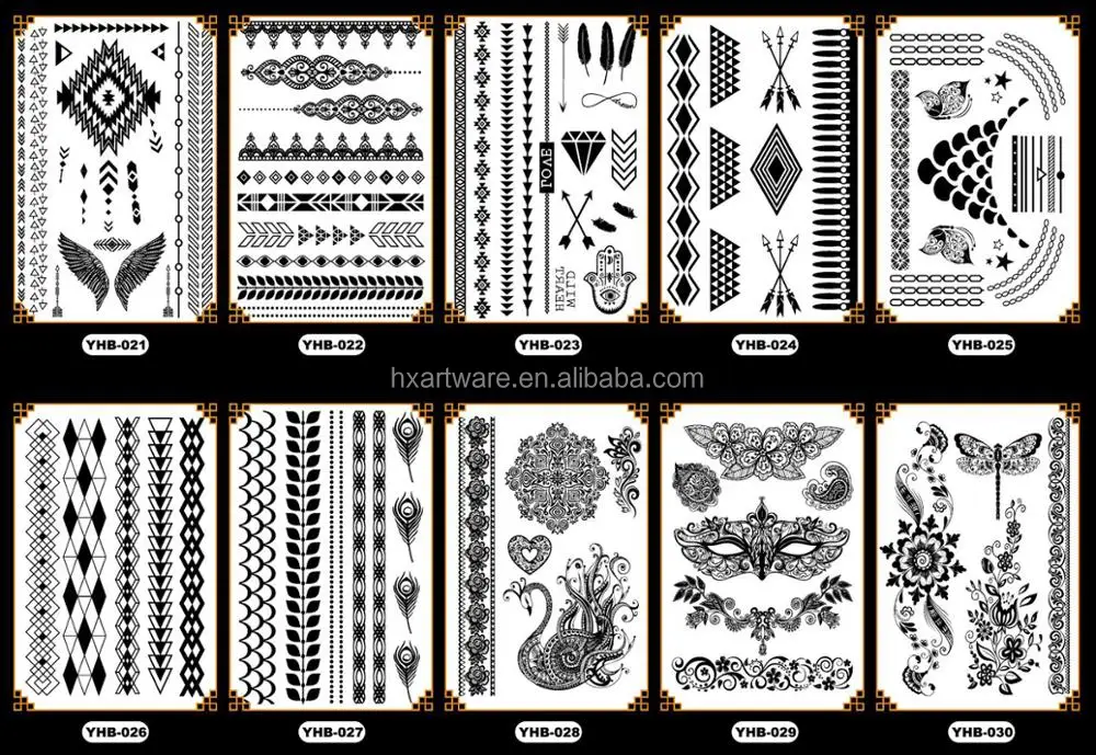 Custom printed body makeup black tattoo stickers temporary hollow lace