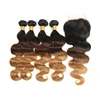 100% Virgin Indian Hair, Unprocessed Ombre 3 tone colors 1B 4 27 Indian Temple Human Virgin Hair Extension