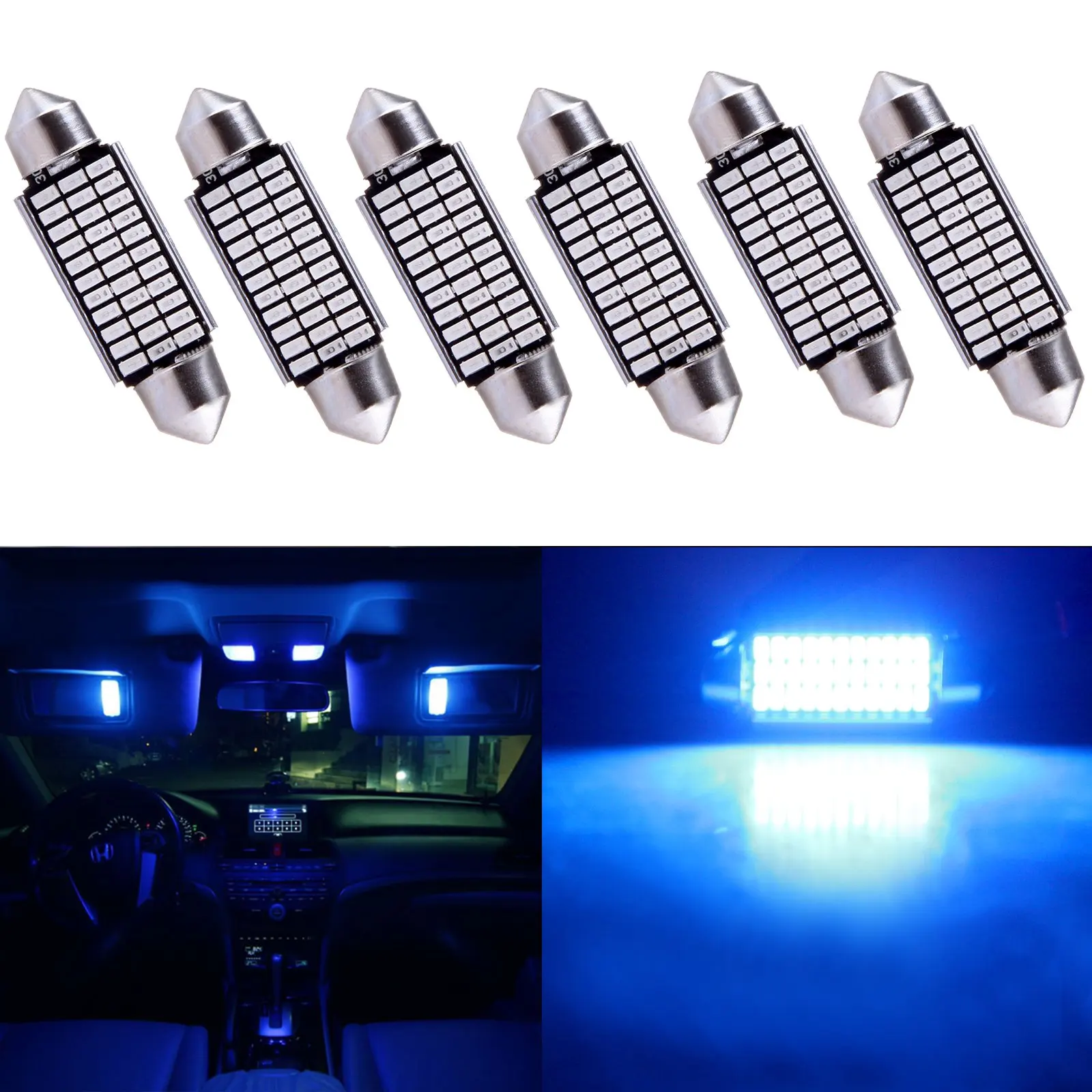 Ruiandsion 28mm Festoon LED Bulbs 12V 5050 4SMD Chipsets 6000K Bulbs for Auto Interior Dome Map Light Lamp Bulbs Pack of 2