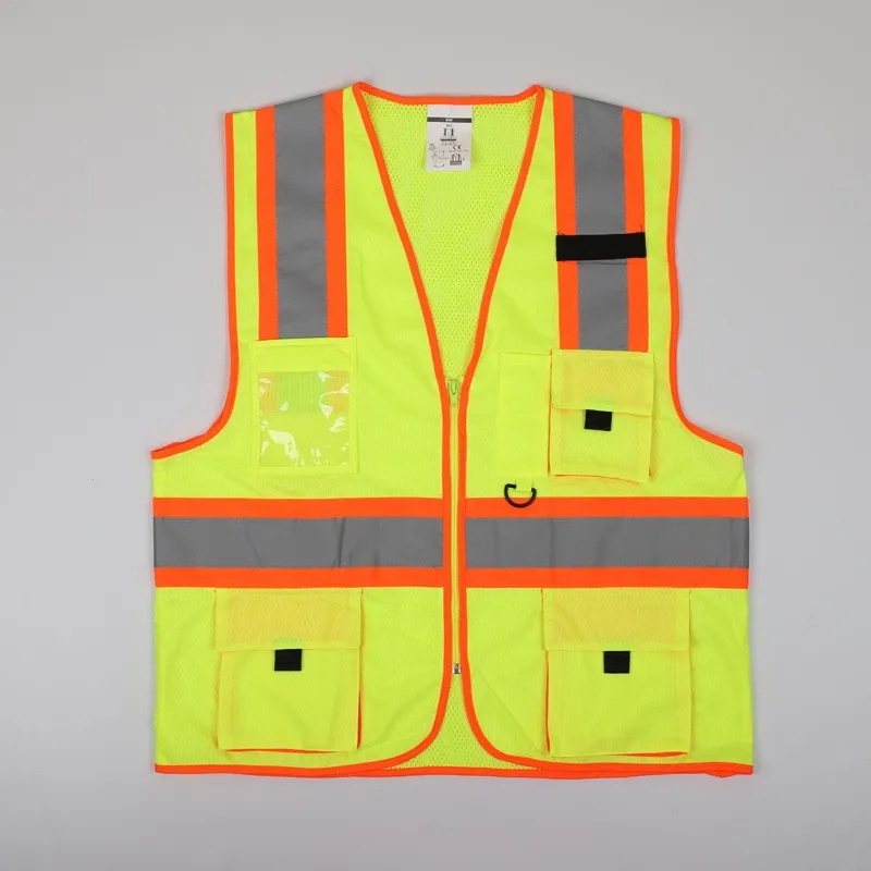 Customized Logo High Visibility Working Tool Green Reflective Vests