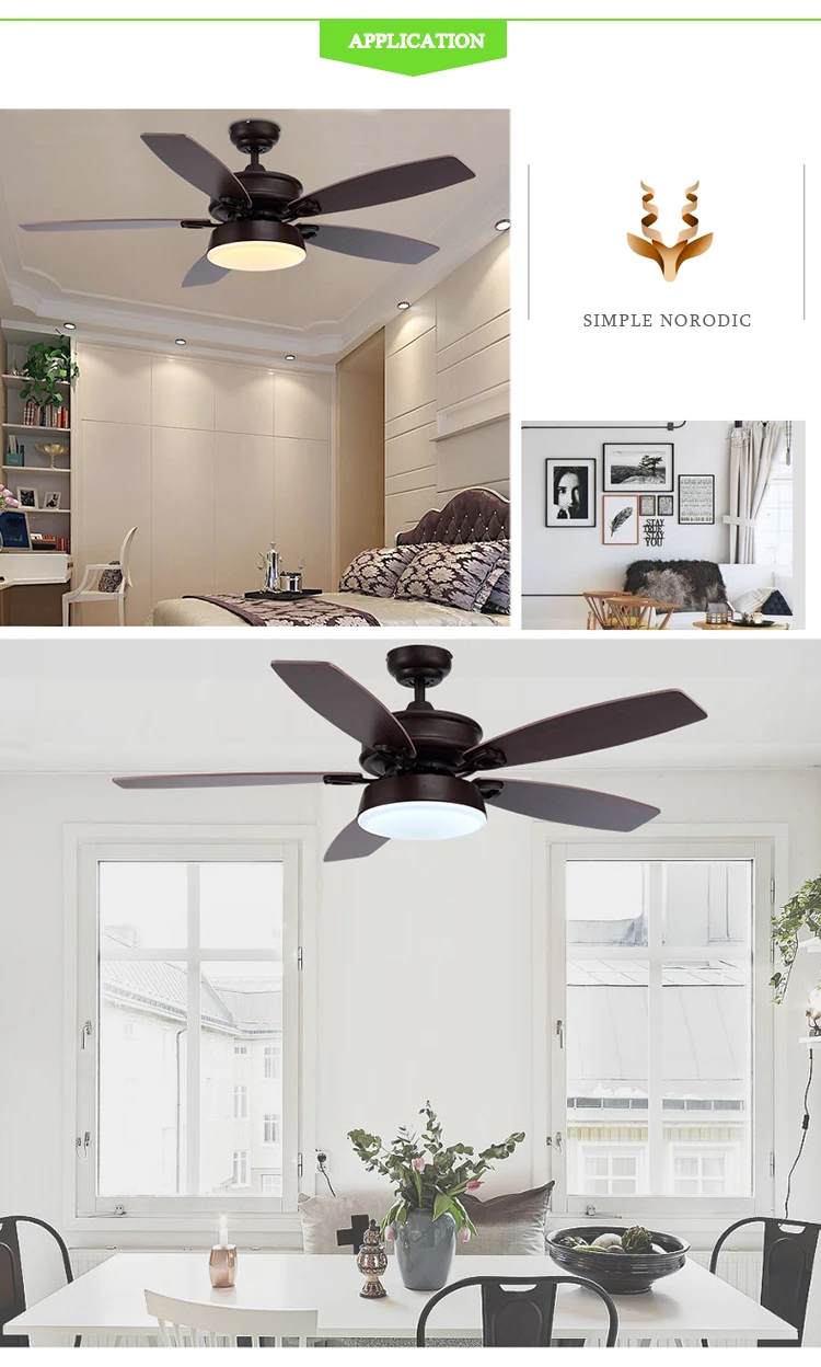 5 Wooden Blades High Quality modern decorative ceiling fan dinning room chandelier
