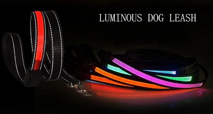 Change Color Dog Pet Leash Wholesale Nylon Rechargeable Led Dog Leash With Led Light
