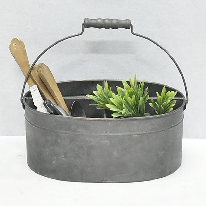 4 Slots Galvanized Metal Kitchen Utensil Holder Cooking Tool Storage