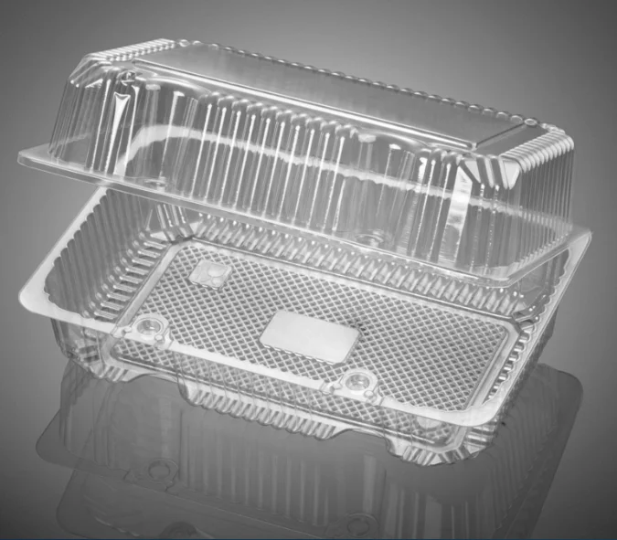Clear Disposable Clamshell Hinged Container For Bakery Desert Cookie