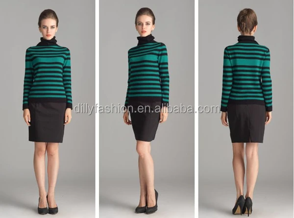 Heap Turtleneck Wool Cashmere Blended Red Black Striped Heap Turtleneck Wool Cashmere Blended Red Black Striped